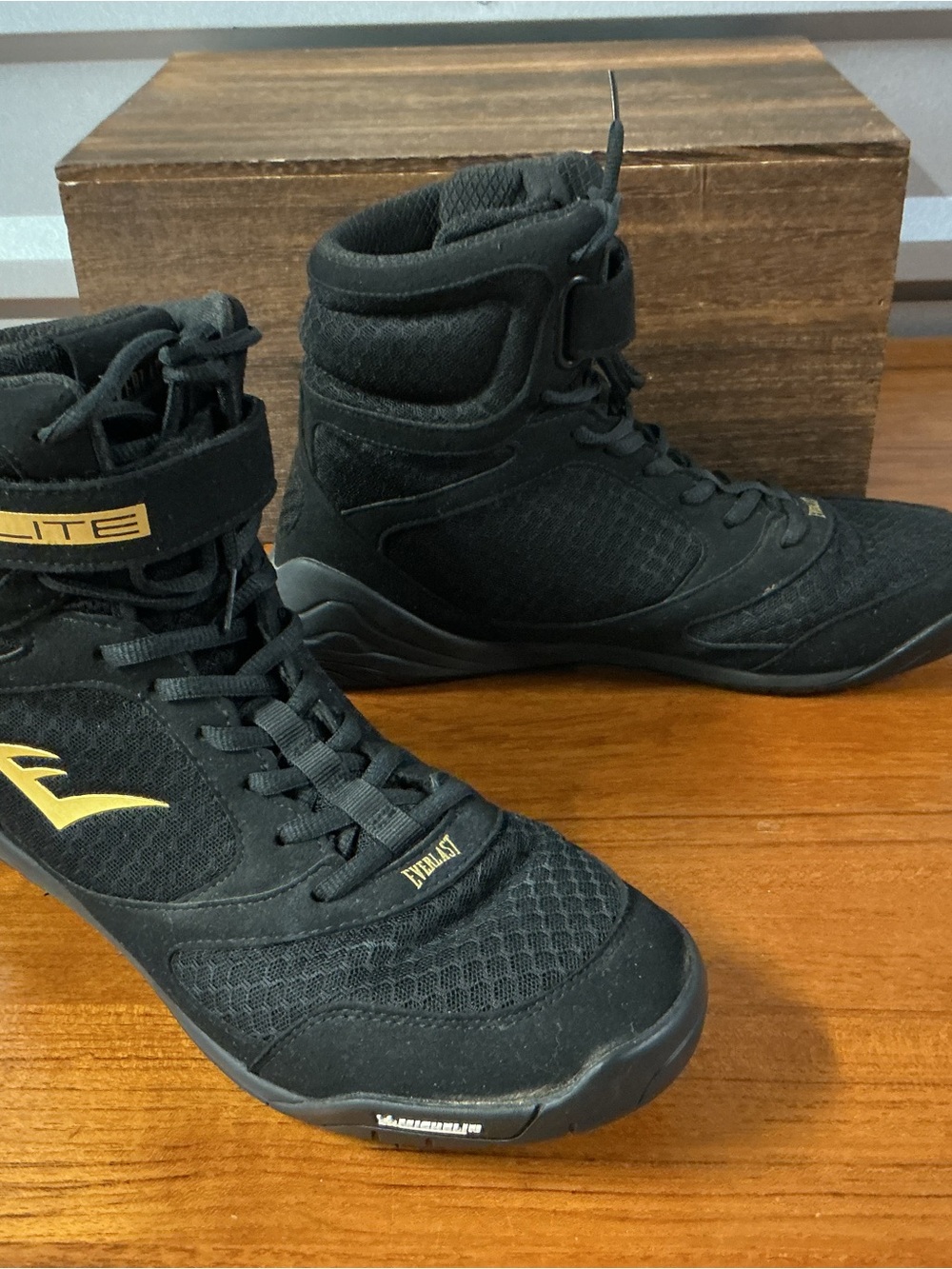Everlast Elite High Top Black Mesh Gym Ring Boxing Shoe 3258 Size 11